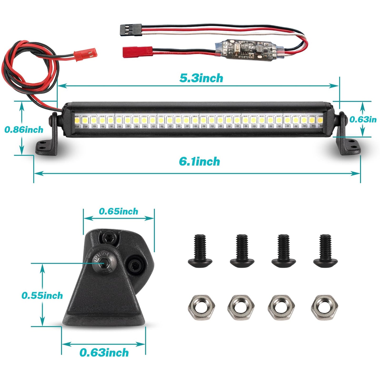 RC Light Bar 30 LED 5.3 Inch Aluminum RC Lights RC Crawler Accessories for Axial SCX10 Traxxas TRX4 TRX6 Arrma Senton Redcat GEN