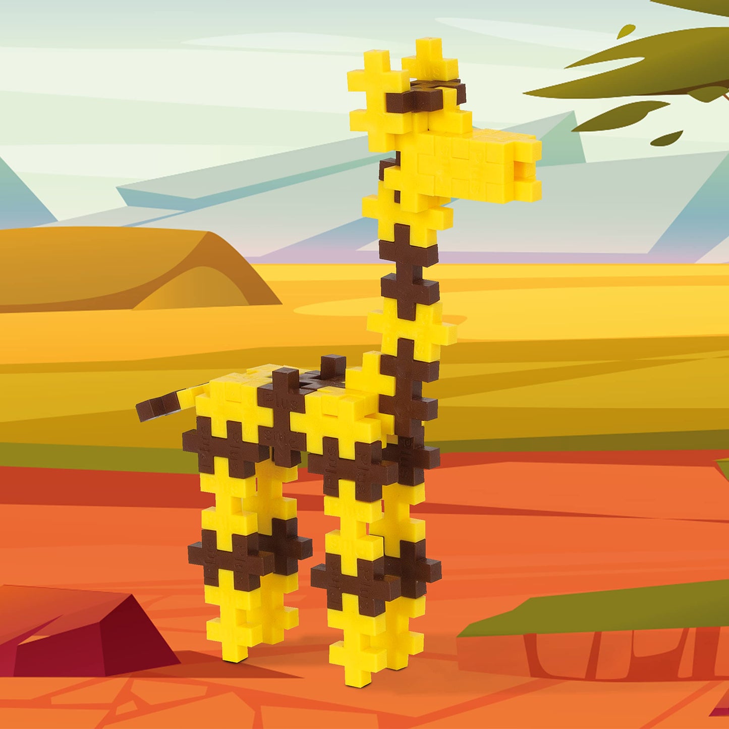 Plus Plus 3D Animal Figure Building Block Set, 70 Mini Interlocking Puzzle Pieces, Fun Stem Toys For Kids - Giraffe Maker Tube