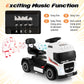 Honey Joy Electric Ride On Push Car, 6V Foot-To-Floor Push Cars For Toddlers, Lights, Music, Adjustable Height, Battery Powered Ride On Truck For Kids, Gift For Toddlers Boys Girls, White