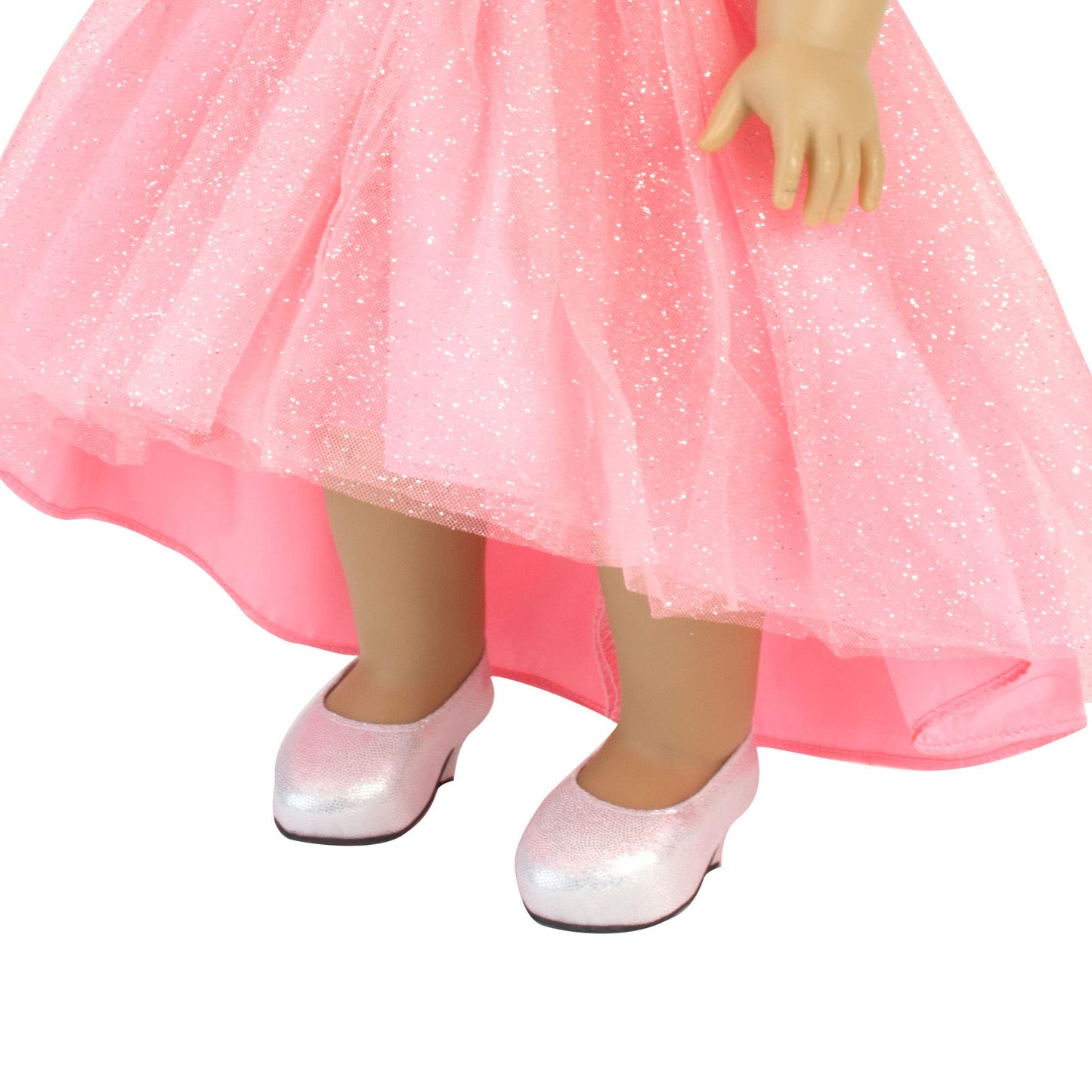 Sophia'S Sparkling High Heels With Closed Toes And Glitter Platform Pumps For 18 Inch Dolls, Silver