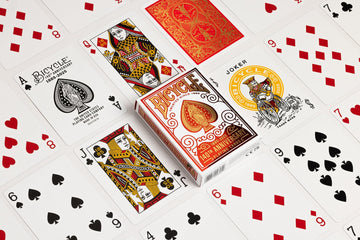 Bicycle 140Th Year Anniversary Playing Cards, Red And Gold Foil, Historic 1885 Design, Special Edition, 1 Deck