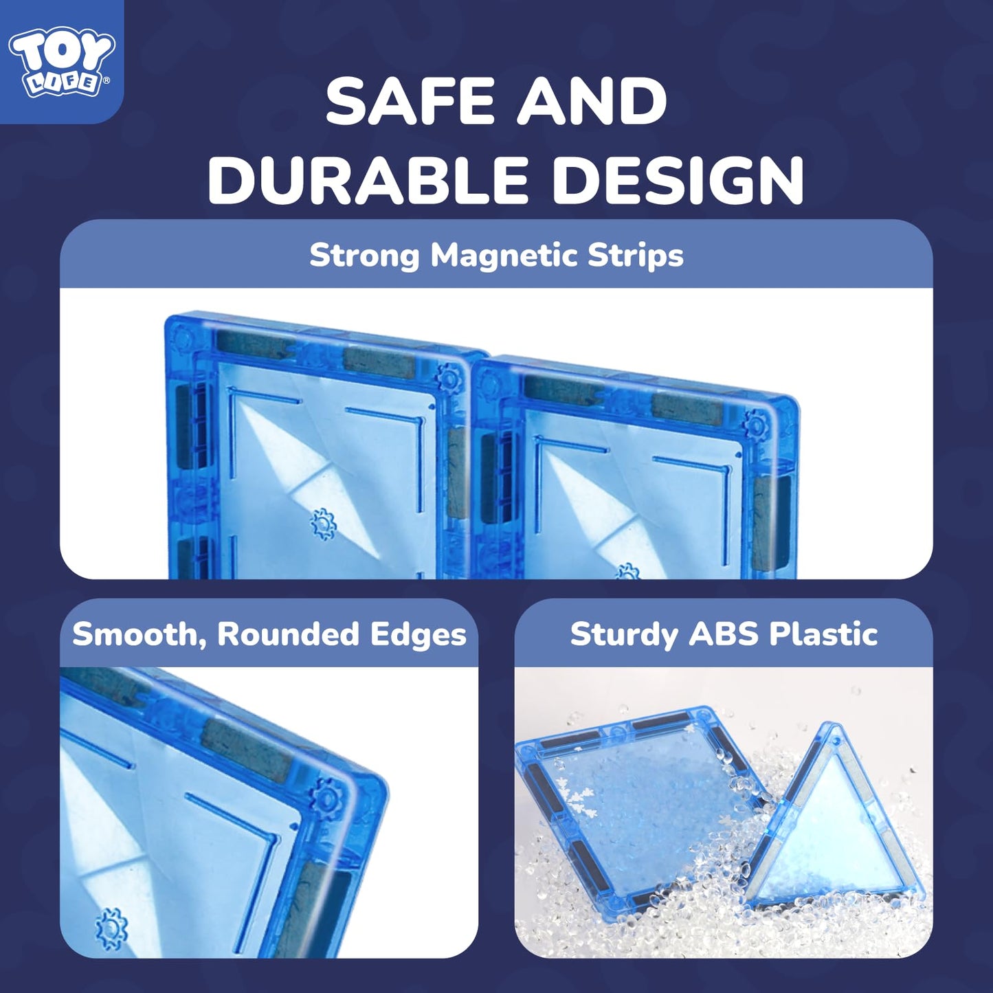 Toy Life Magnetic Tiles 56Pcs Magnet Building Toys For Kids Ages 4-8, Magnetic Toys For Toddlers 3+, Magnet Tiles Educational Construction Toys, Magnetic Building Tiles Toddlers Christmas Toy Gift