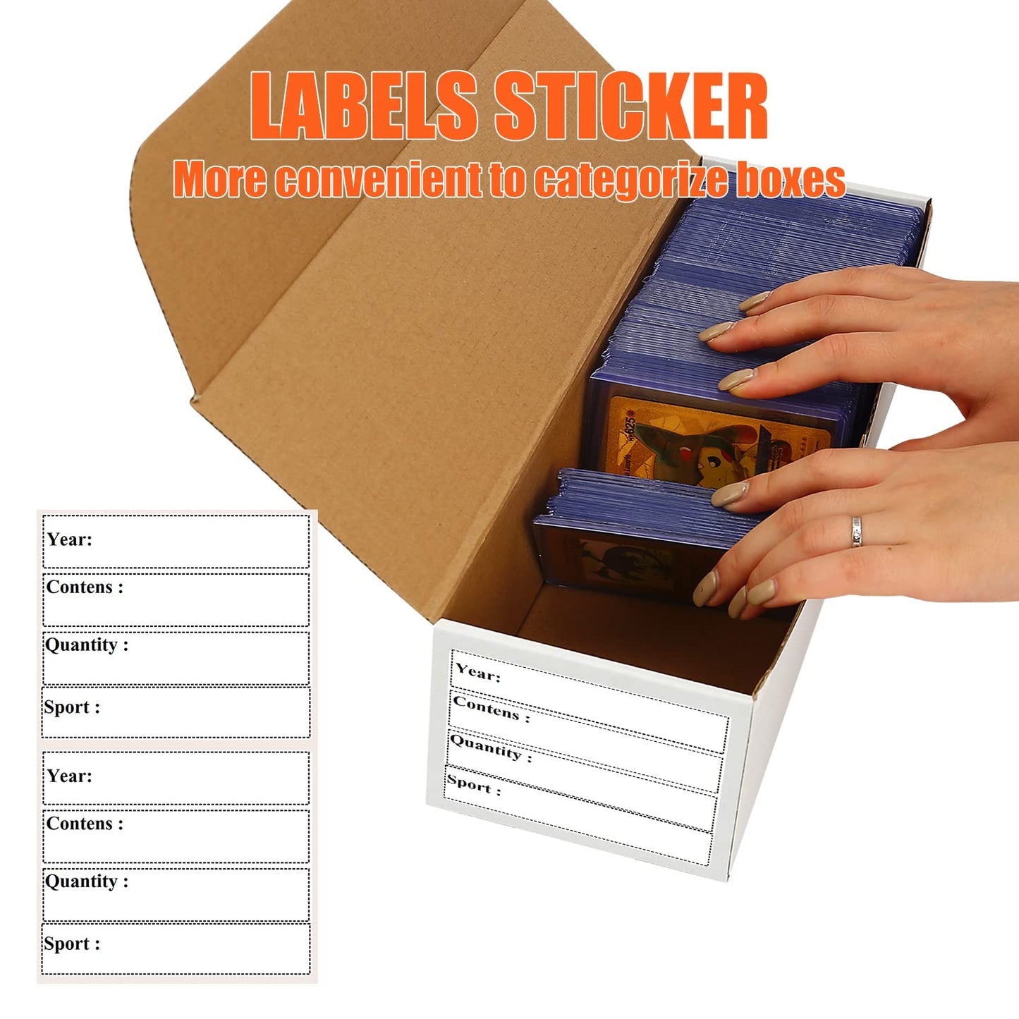 Card Box 6 Pack-4800 Count,Trading Card Storage Box With 20 Dividers&8 Labels,Card Organizer Corrugated Cardboard Storage,Card G