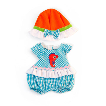 Miniland Doll Clothes For 11'', 12'', 13'' Baby Dolls, Checked Romper, Cap, Shirt, Summer Doll Clothing, Fits American Girl, Cor