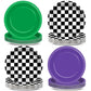 CHUNNIN 48PCS Green Purple Monster Truck Party Paper Plates for Monster Truck Themed Party Supplies 7  Checkered Racing Car Birt