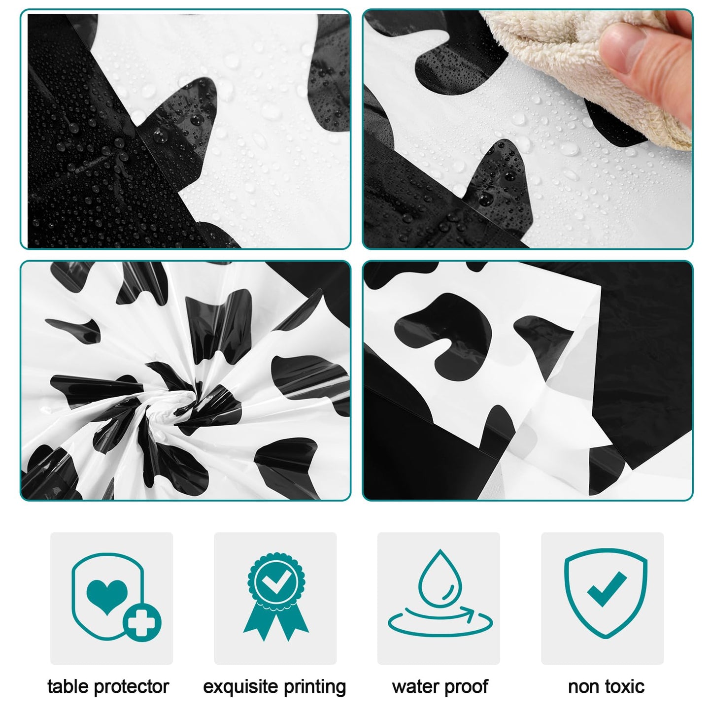 Remagr 54 x 108 Inch Cow Print Tablecloth Party Decor Western Table Runner Cowboy Cowgirl Plastic Rustic Disco Table Cover Highl