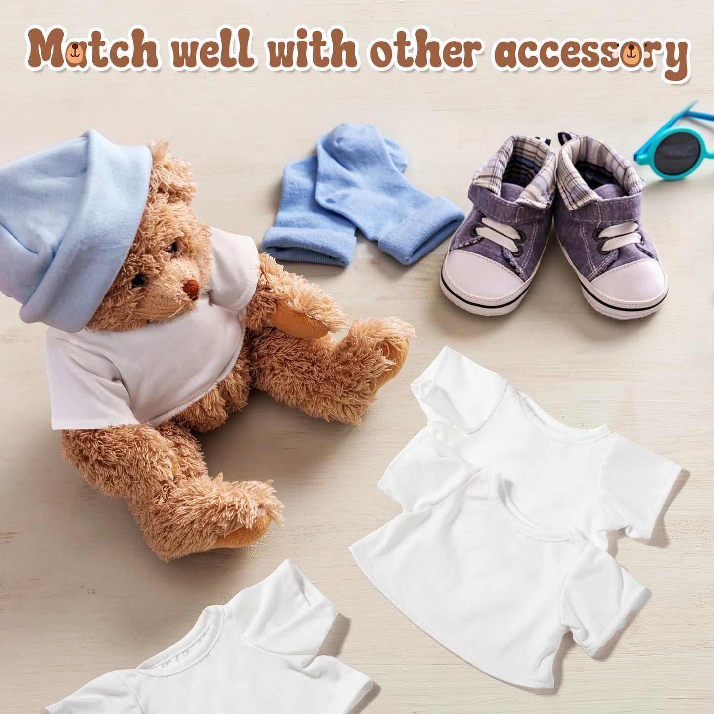 Litherr S 3 Pcs Sublimation Stuffed Animal Shirt Fit 8-12 Inch Blank Stuffed Bear Clothes Plush Bear Tshirts Tee Shirt For Diy M