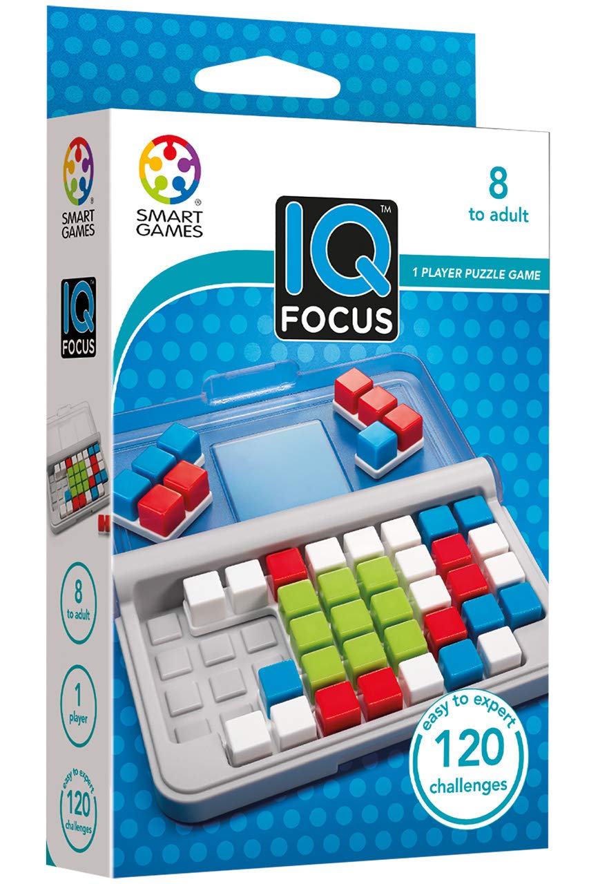 SmartGames IQ Focus Cognitive Skill-Building Travel Game with Portable Case Featuring 120 Challenges for Ages 8 - mature-themed