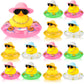 Sotiff Mini Rubber Ducks Bulk For Kids Children Cute Yellow Duck Toy For Dashboard Of Car Bathtub Ornaments With Sunglasses Swim Ring Mini Hat Necklace And For Baby Shower(12 Sets,Cute)