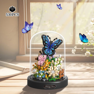 2 Flowers Bouquet Building Set Insect Collection Not Compatible With Lego, Mini Animals Bee & Sunflowers, Butterfly & Rose Botan