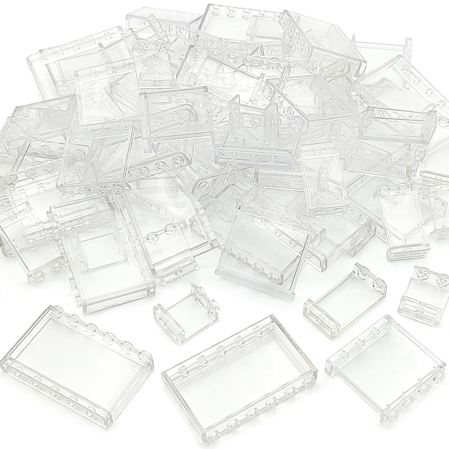 Zhx 72Pcs Clear Transparent Window House Building Brick Toy Classic Flat Plates Pieces And Parts Block Compatible With Major Brands (White Mix)