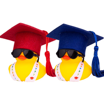 CoFuBcad Graduation Ducks Car Dashboard Decorations 2Pack Rubber Duck Car Ornaments with Mini Graduation Hats Sashes Glasses