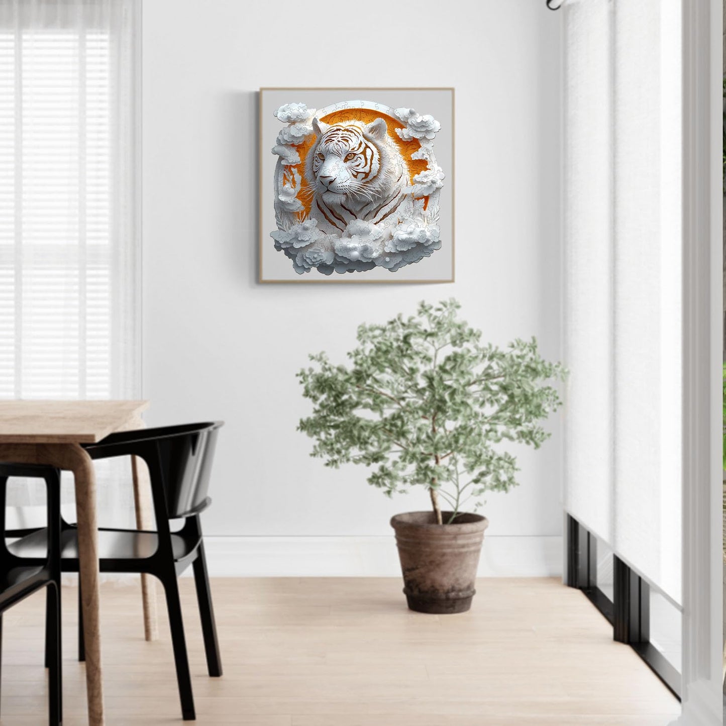 KAAYEE Wooden Puzzles for mature-themeds  3D Vision Effect Paper Tiger Wooden Jigsaw Puzzles 200pcs Unique Shape Advanced Wood Puzzle mature-themed  Birthday Fathers Family Game (M 11.4 * 11.4in)