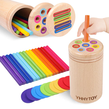 Yhhytoy Montessori Toys For 3 Year Old, Dual Play Wooden Toddler Educational Toys Color Sorting Preschool Learning Activities, F