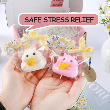 2PCS QCROAD SQUISHY Handmade Taba Squishy Hamster Stress Relief Toys - Ultra Soft Silicone Squeeze Toys for Kids & Adults, Reusa