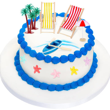 Minatee 25 Pcs Beach Miniature Dollhouse Decoration, Umbrella Palm Chair Miniature Toys Garden Decorations Dollhouse Outdoor Acc
