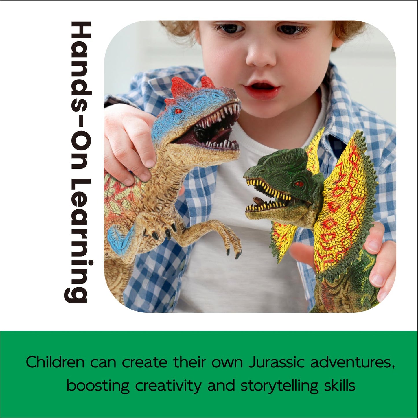 Zippytots 4 Pcs Big Dinosaur Toys For Kids 3-5 Realistic Dinosaur Figures With Learning Cards & Movable Parts- Jumbo Dino Toys F