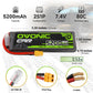 OVONIC Lipo Battery 2S 5200mAh Battery 7.4V 80C Battery with XT60 Plug Soft Case for 1/8 1/10 RC Vehicles Car Slash RC Buggy Tru