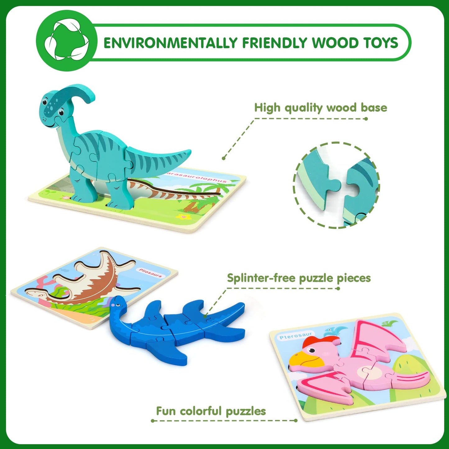 Toy Life Toddler Puzzles Ages 2-4, Wooden Puzzles For Toddlers 1-3, 7 Piece Dinosaur Puzzle 2 Year Old, Toddler Puzzles Ages 1-3, Toddler Boy Toys 2-3, Educational Toys For Toddlers 3-5
