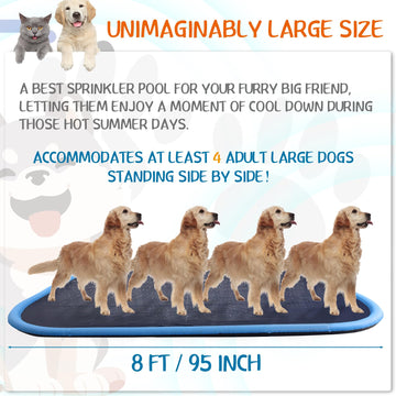 Lewtemi 8 ft Giant Non Slip Splash Pad 96 for mature-themed and Dog  Thicken Sprinkler Pool Outdoor Fountaintoy Mat for Pet Dog(Square)