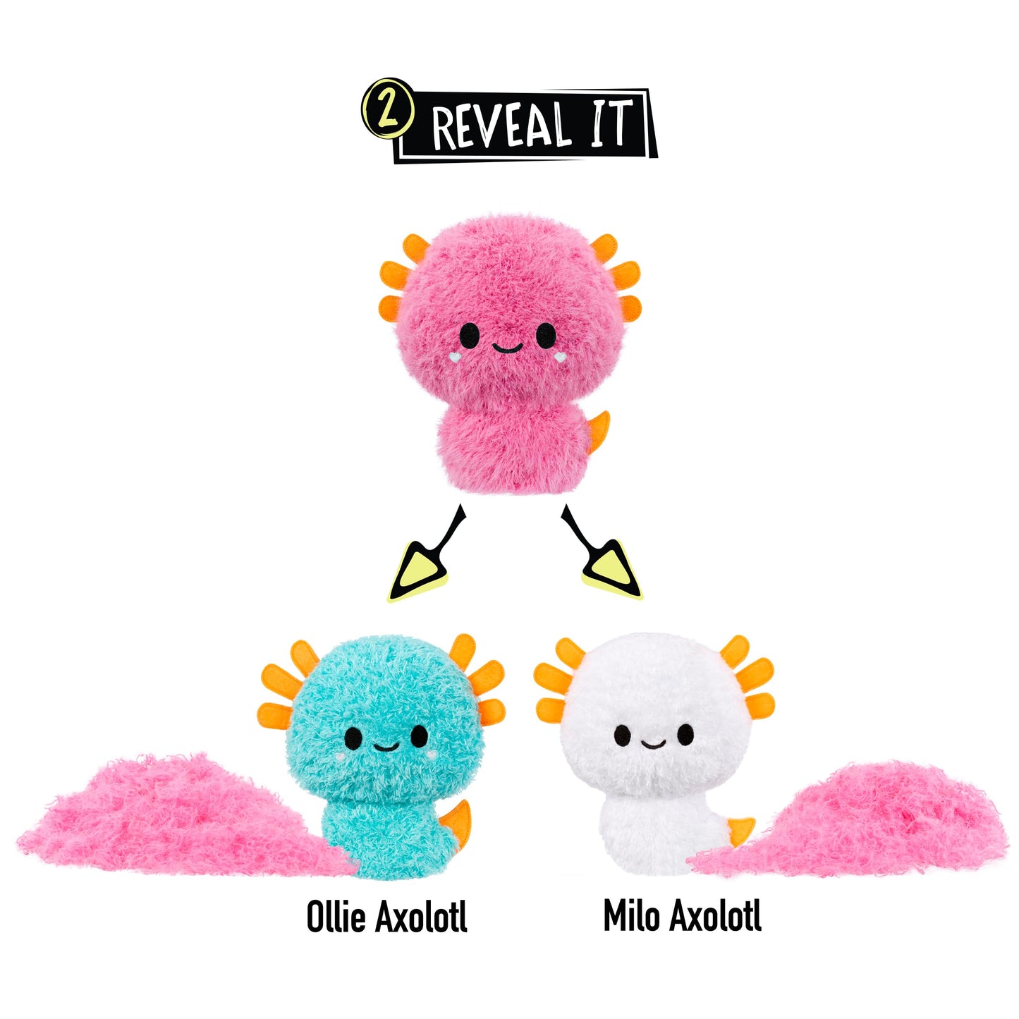 Fluffie Stuffiez Axolotl Small Collectible Feature Plush - Surprise Reveal Unboxing With Huggable Asmr Fidget Diy Fur Pulling, Ultra Soft Fluff