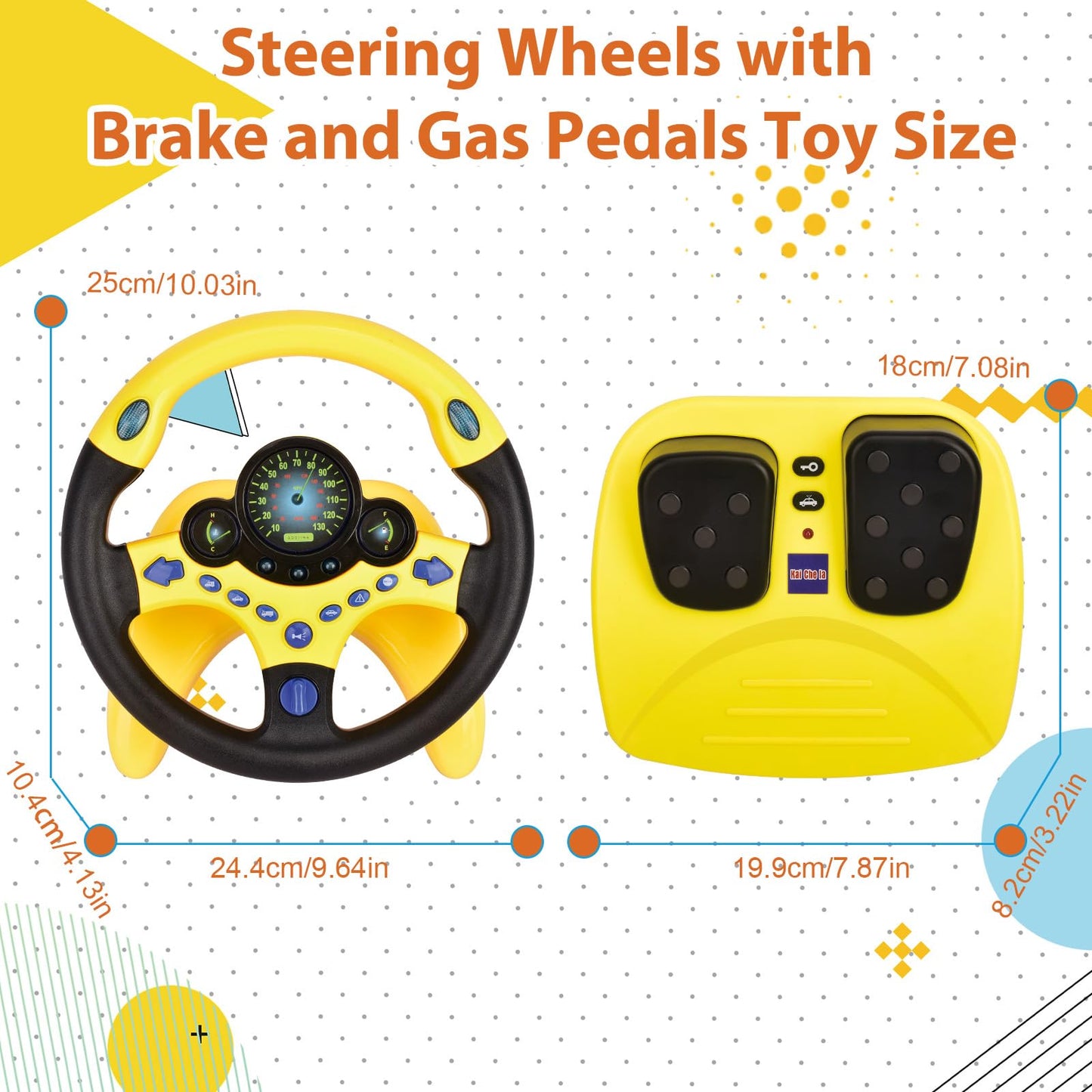 RedCrab Steering Wheels with Brake and Gas Pedals Toy for Kids,Simulated Driving for Toddlers with Light&Music, Pretend Driving