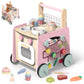 Wiqins Wooden Baby Walker 9-In-1 Activity Center With Toddlers Montessori Sensory Toys And Play Kitchen Push Walker For Kids Wit