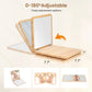 Woodtoe Tummy Time Mirror - Adjustable Baby Mirror with 15 Educational Cards, Shatterproof, 7.7" Natural Wood, Model M-015O