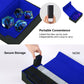 Scimi Mtg Card Storage Box Tcg Deck Case Holds Fits 5 Windows Decks Card Box Or 1800+ Sleeved Cards For Mtg, Yugioh, Uno, Tcg, Trading Cards With Mat Case And Strong Magnet Closure (Black & Blue)