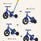 KRIDDO 4-in-1 Kids Tricycle, Adjustable Height, 12" Front Wheel, Carbon Steel, Blue, for 1.5 to 3 Years, Toddler Balance Bike