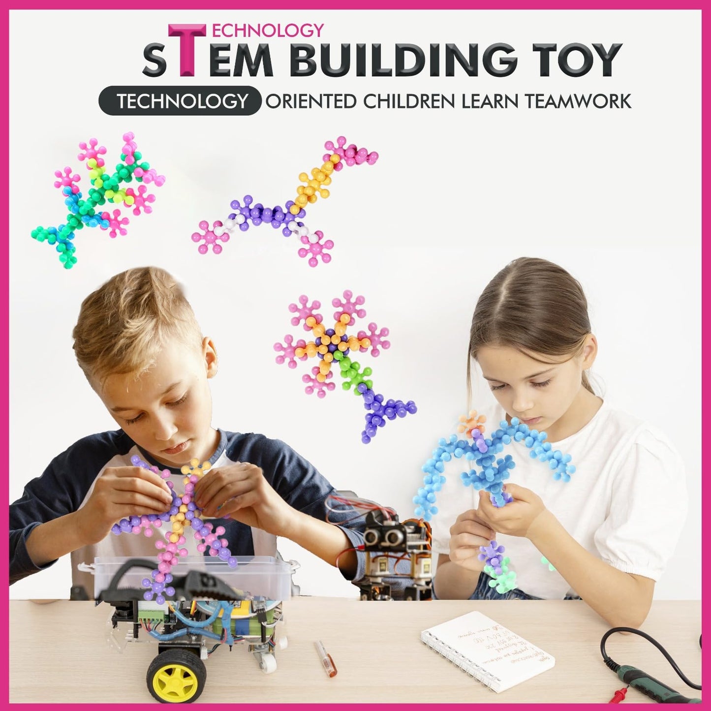 Curious 2 Learn Pastel Colors Building Blocks 300Ct - Kids Stem Toys Educational Building Toys- Discs Sets Interlocking, Solid Plastic For Preschool Kids Boys And Girls Aged 3+, Creativity Kids Toys