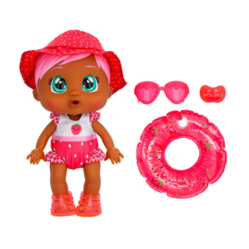 Cry Babies - Fun N' Sun Allie 10' Baby Doll With Strawberry Themed Swimsuit Plus 6 Accessories - Ages 18+ Months