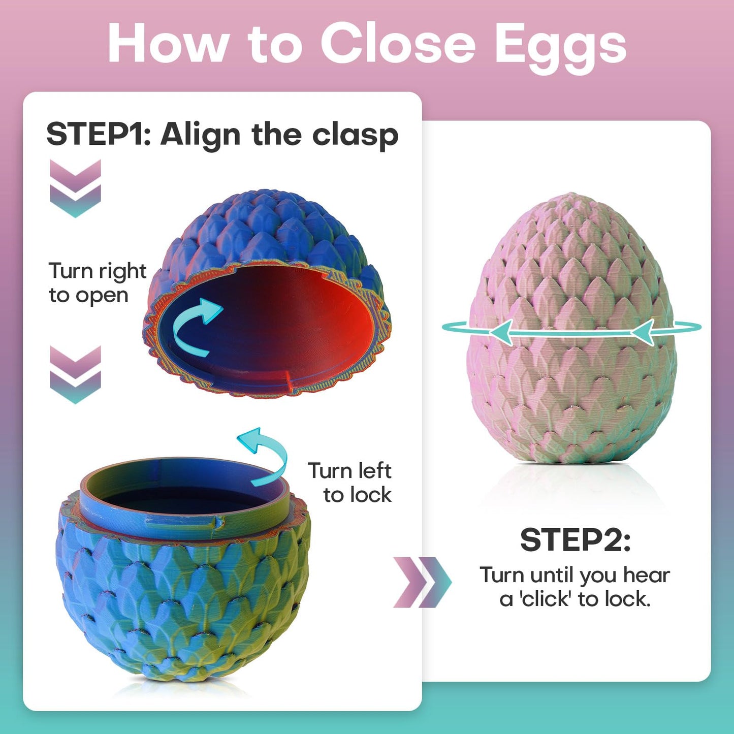 FYEFKJSA 3D Printed Dragon Eggs with Dragon Inside - 12Inch Articulated Fidget 3D Printed Animals  Interesting Decorative Gift  Easter Basket Essentials Stuffers (Random Mist Forest)