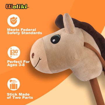 Waliki Stick Horse Toy For Boys And Girls | Cool Cowboy Ride-On Toy | Fun Birthday Gift For Kids Ages 3 4 5 6 | Active Pretend Play For Toddlers & Preschoolers (Beige)