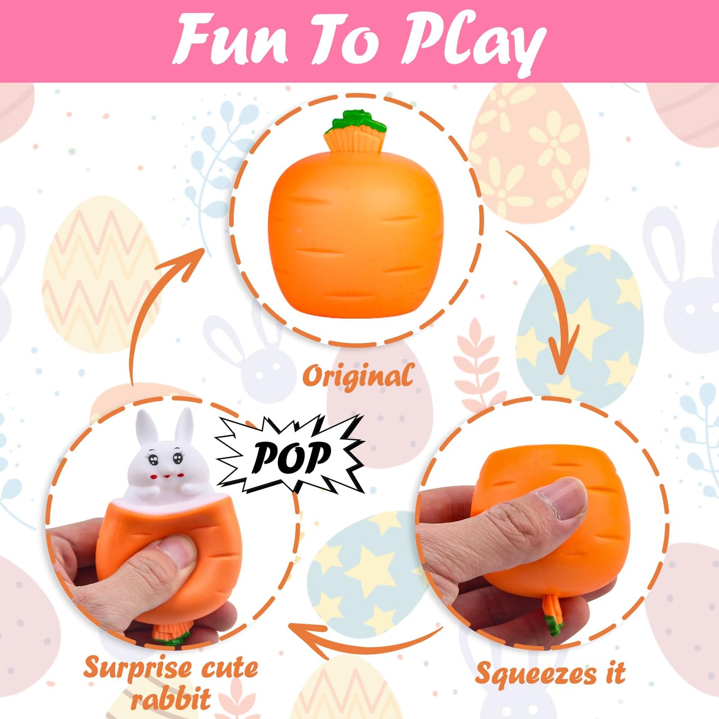 Taikuray 12Pcs Easter Eggs Squishy Bunny, Easter Basket Stuffers, Cute Rabbits Hide In Broken Easter Eggs Or Carrots, Pop Up Car