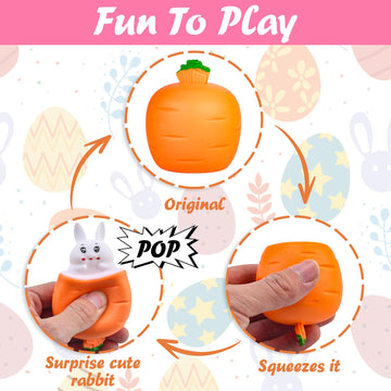 Taikuray 12Pcs Easter Eggs Squishy Bunny, Easter Basket Stuffers, Cute Rabbits Hide In Broken Easter Eggs Or Carrots, Pop Up Car