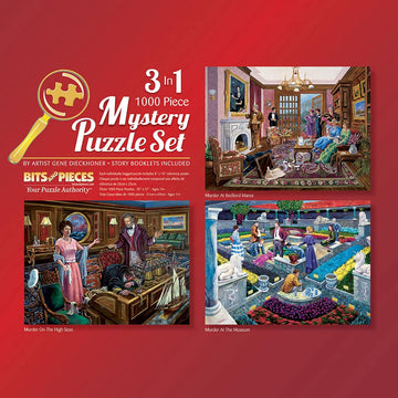 Bits And Pieces - 3-In-1 Multipack - 1000 Piece Jigsaw Puzzles For Adults – 1000 Pc Large Piece Mystery Puzzle Set By Gene Dieckhoner - 20' X 27'