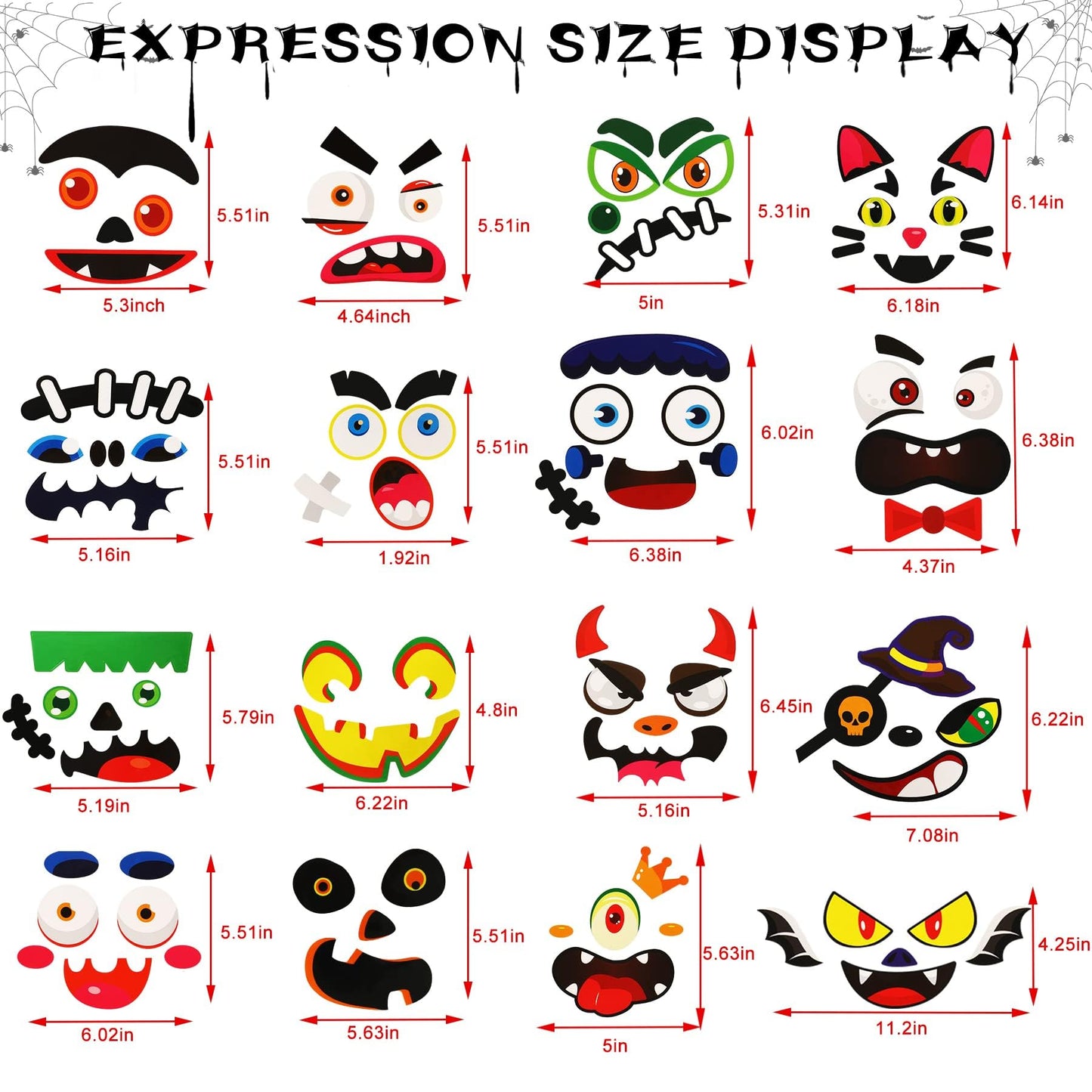 Halloween Pumpkin Decorating Stickers Jack-O-Lantern Diy Make A Pumpkin Face Expressions Decals Decorations For For Halloween Ki