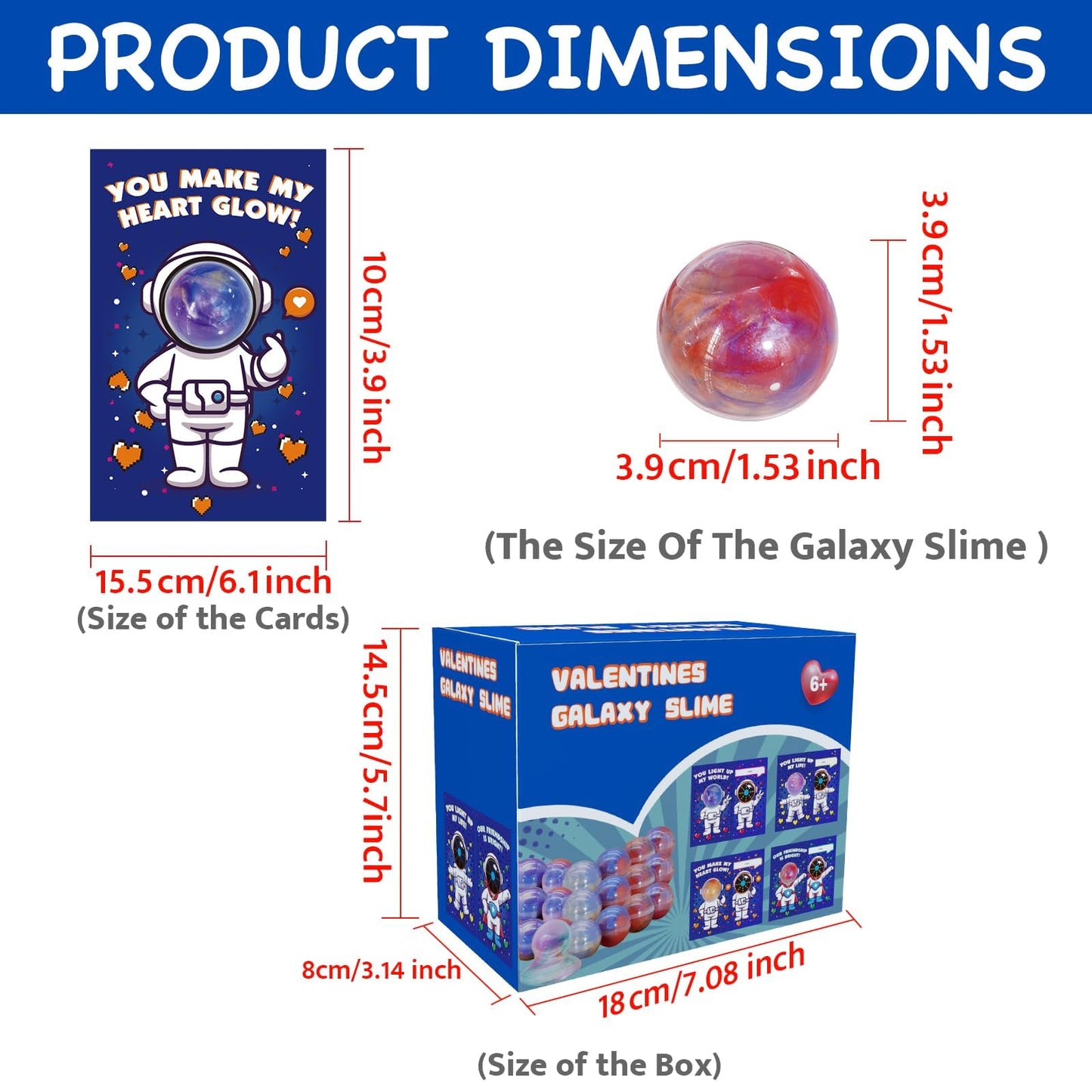 28 Pack Valentines Day Gifts For Kids, Valentines Galaxy Slime With Valentines Cards Stress Relief Fidget Set Valentines Day Gif