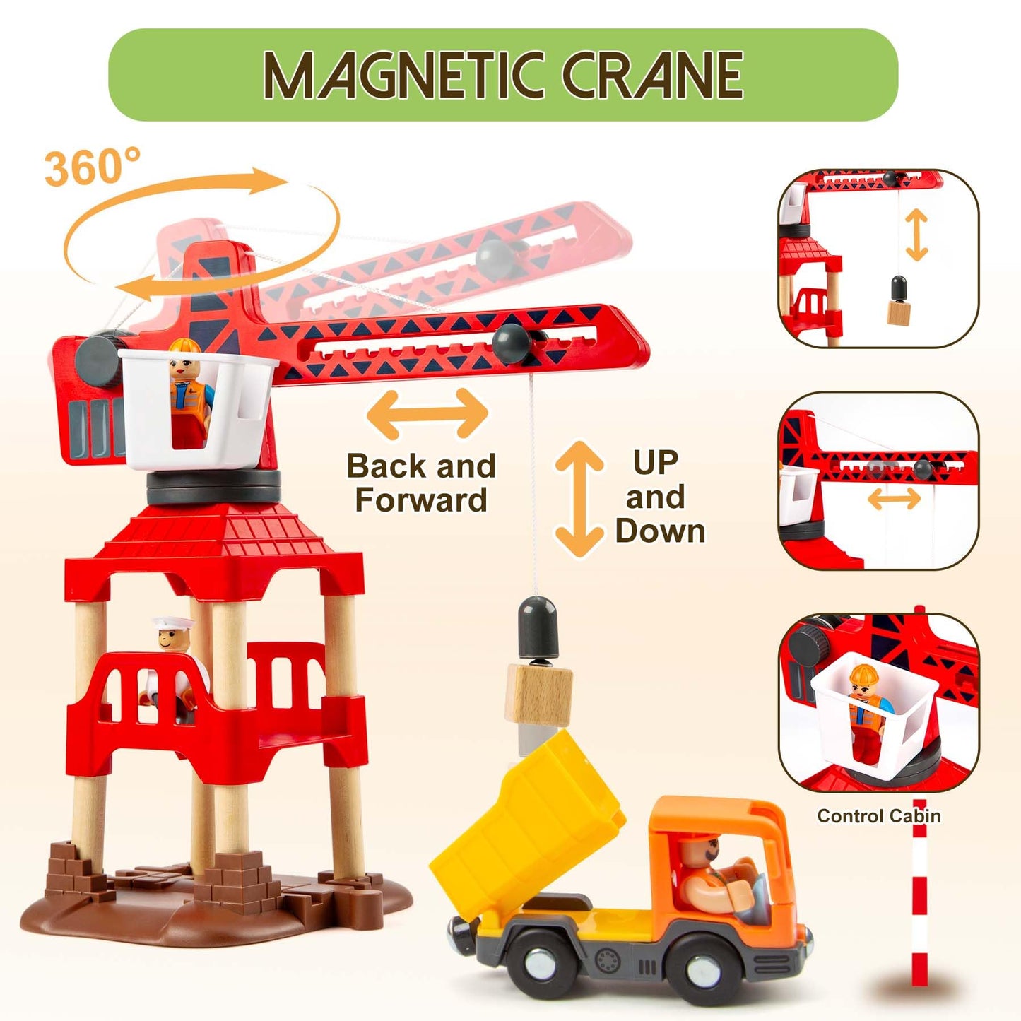 86Pcs Wooden Train Set With Crane, Wooden Train Track Set Railway Kits Fits Thomas Brio Ikea Melissa And Doug, Christmas Train T