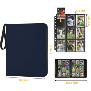 GERMUN Trading Card Binder  720 Pockets Card Binder  9-Poccket Sided Pocket Sports Card Binder  enhanced Card Binders Compatible with MTG  TCG  Baseball Cards(Dimond Blue)