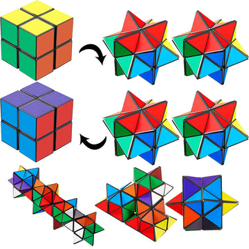 4 Pieces 2 In 1 Combo Cube Toy Magic Star Cube Transforming Infinity Geometric Puzzle Toys Cool Mini Shape Transforming Item For Teens And Adults