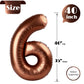 Dark Brown 6 Balloon, Coffee Brown Number Balloons 40 Inch, 6Th Balloons For Chocolate Brown Birthday Decorations, Brown And Bla