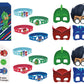 PJ Masks Birthday Party Supplies Favor Bundle Pack includes 8 Loot Bags, 8 RubberBracelets, 24 Tattoos, 8 Party PaperMasks, 1 Di