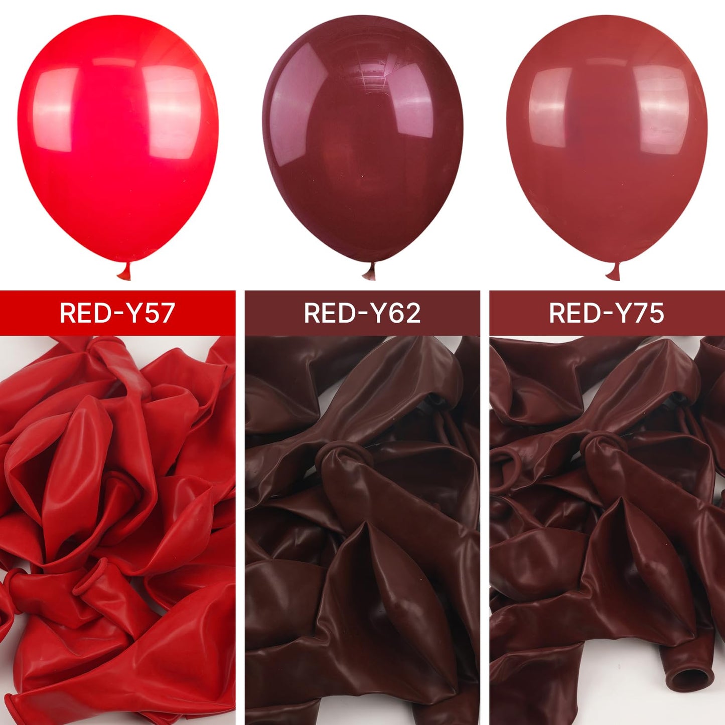 Partywoo Ruby Red Balloons, 127 Pcs Dark Red Balloons Different Sizes Pack Of 36 Inch 18 Inch 12 Inch 10 Inch 5 Inch Maroon Balloons For Balloon Garland Or Balloon Arch As Party Decorations, Red-Y75