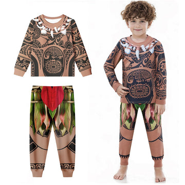 Big Eyes Fish Maui Costume Toddler Kid Maui Tattoo Novelty Long Sleeves Shirt And Pants Kids Graphic Clothing Sets Themd Party D