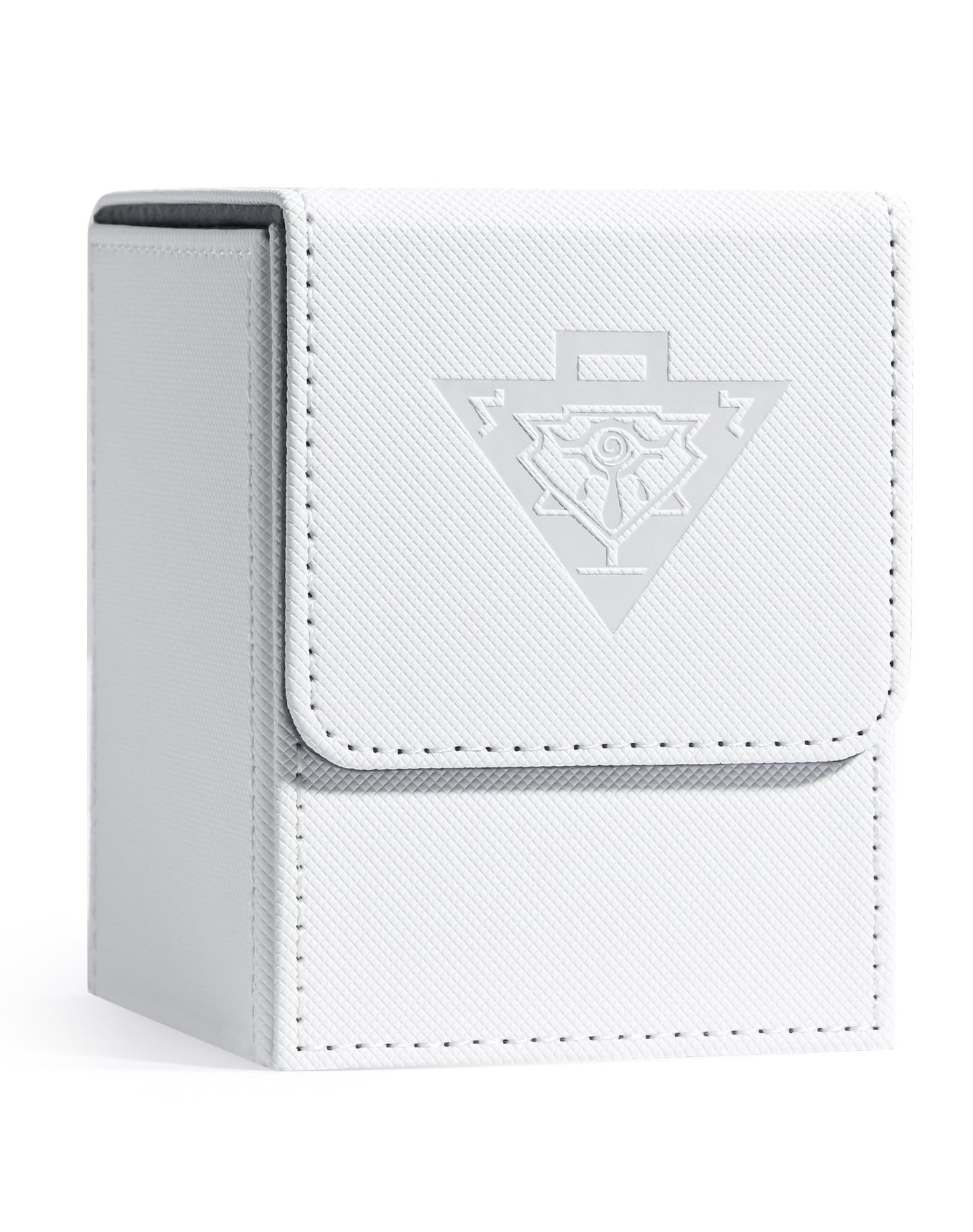 Zlca Card Deck Box For Mtg Yugioh Tcg, Card Storage Box With Dividers Holds 100+ Sleeved Cards, Premium Card Deck Case Compatible With Ccg Trading Cards (White,Puzzle)