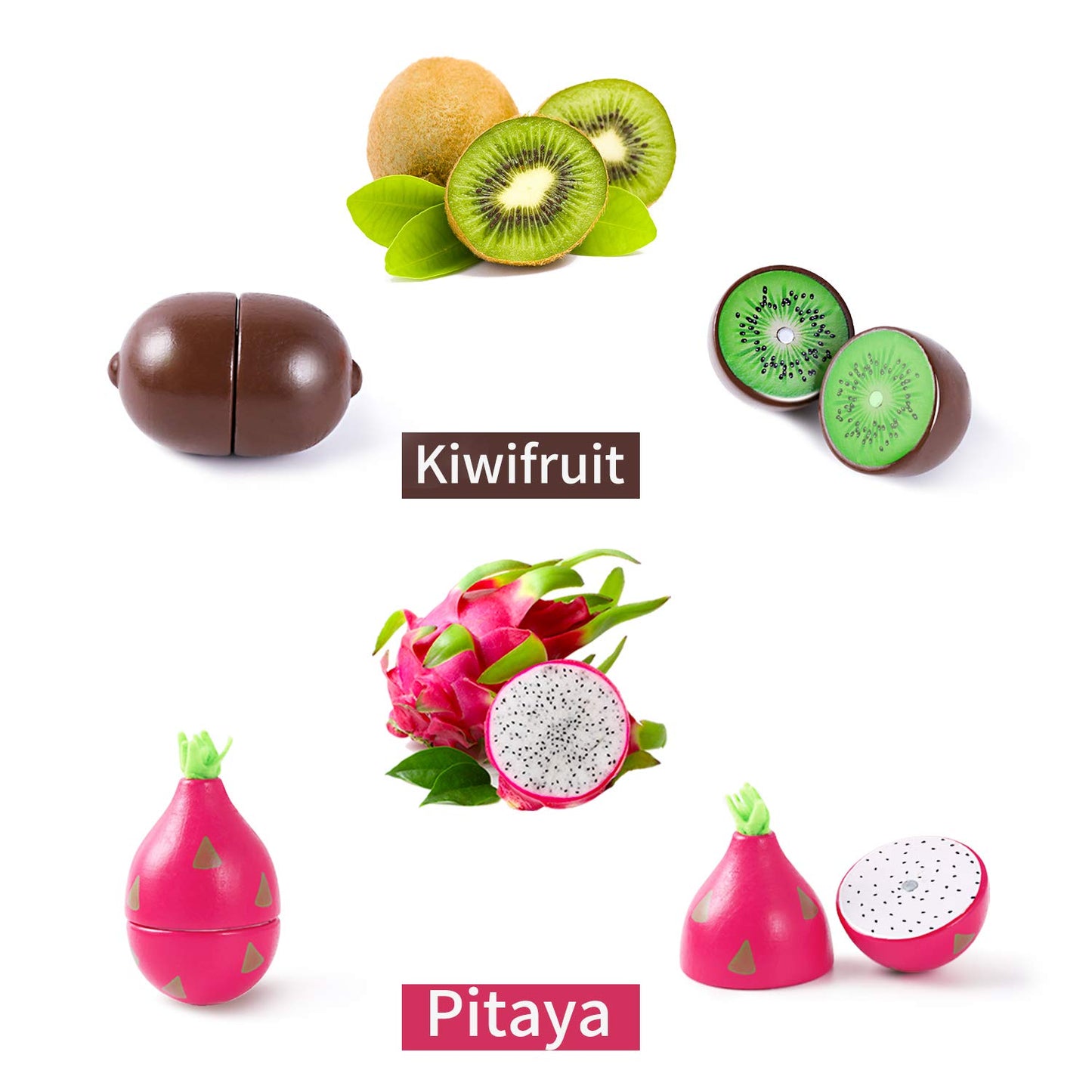 iPlay, iLearn Wooden Play Food Toy Set - Magnetic Fruit & Vegetables, Large Red, Montessori Educational Gift for Ages 3-7