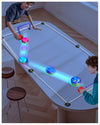 Adjustable Tabletop Air Hockey Game - Battery-Free Fun with Flexible Boundaries! Hover Puck Set with 2 Pushers, 2 Mini Goals & E