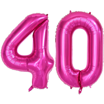 Isndare 40 Inch Number Balloons 40, Hot Pink Helium Foil Number 40 Balloons, Large Number Balloon Age Balloon For Boys Girls Bir